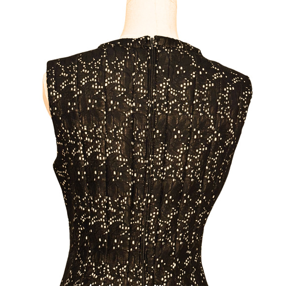 Hazel Anthropologie Black Lace Sleeveless Pleated A Line Zip Up Dress Large - Picture 5 of 11